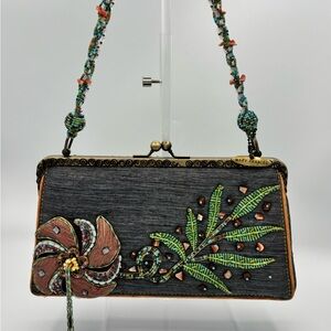 Mary Frances Beaded Floral Handbag Clutch - Multicolor - Tropical